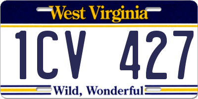 WV license plate 1CV427