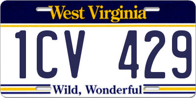 WV license plate 1CV429