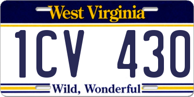 WV license plate 1CV430