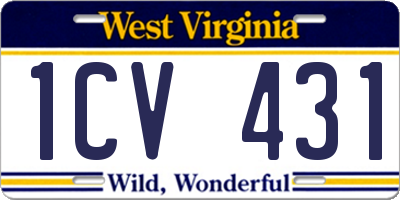 WV license plate 1CV431