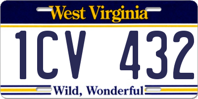 WV license plate 1CV432