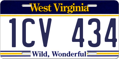 WV license plate 1CV434