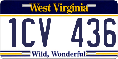 WV license plate 1CV436
