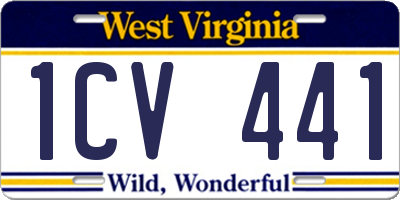 WV license plate 1CV441