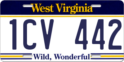 WV license plate 1CV442