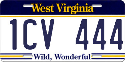 WV license plate 1CV444