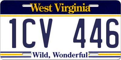 WV license plate 1CV446