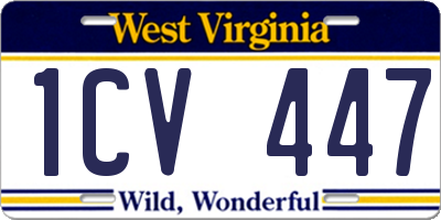 WV license plate 1CV447