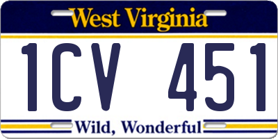 WV license plate 1CV451