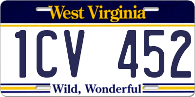 WV license plate 1CV452