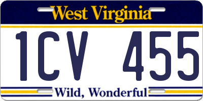 WV license plate 1CV455