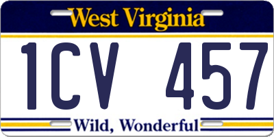 WV license plate 1CV457