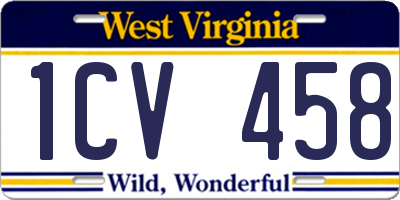 WV license plate 1CV458