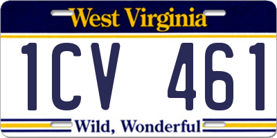 WV license plate 1CV461