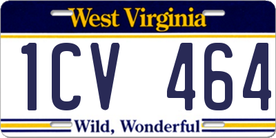 WV license plate 1CV464