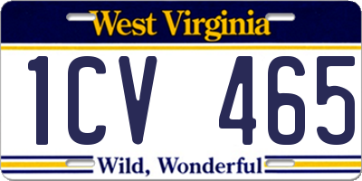WV license plate 1CV465
