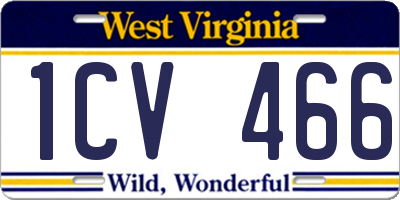 WV license plate 1CV466