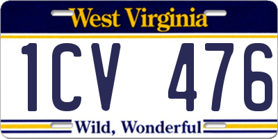 WV license plate 1CV476
