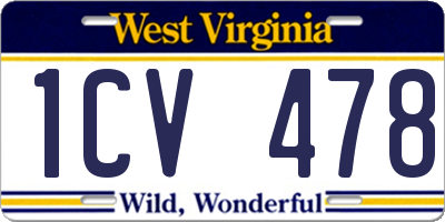 WV license plate 1CV478