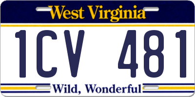 WV license plate 1CV481
