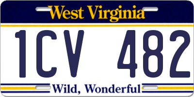 WV license plate 1CV482