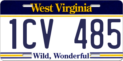 WV license plate 1CV485