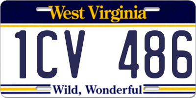 WV license plate 1CV486