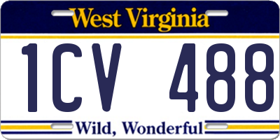 WV license plate 1CV488