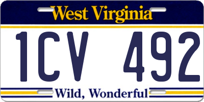 WV license plate 1CV492