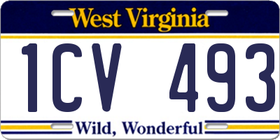 WV license plate 1CV493