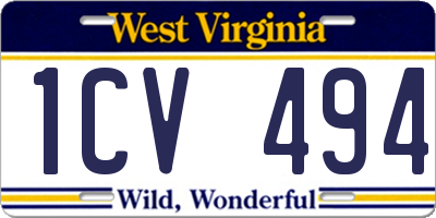 WV license plate 1CV494
