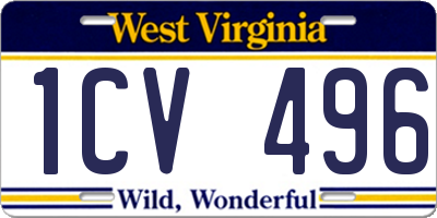 WV license plate 1CV496