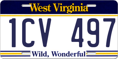 WV license plate 1CV497