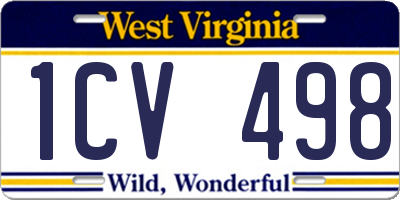 WV license plate 1CV498