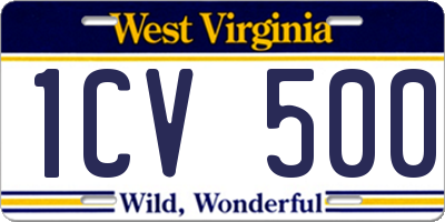 WV license plate 1CV500