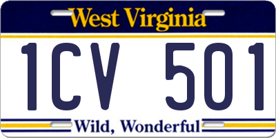 WV license plate 1CV501