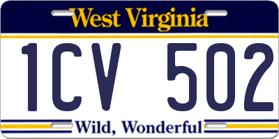 WV license plate 1CV502
