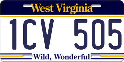 WV license plate 1CV505