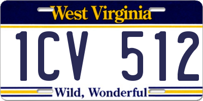 WV license plate 1CV512