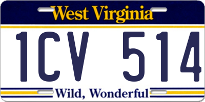 WV license plate 1CV514
