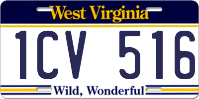WV license plate 1CV516