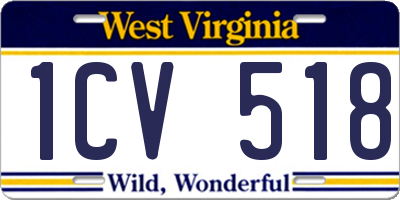 WV license plate 1CV518