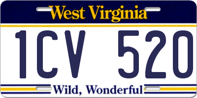 WV license plate 1CV520
