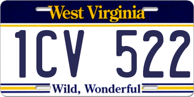WV license plate 1CV522