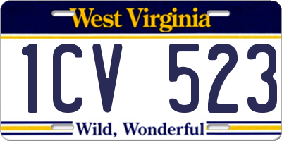 WV license plate 1CV523