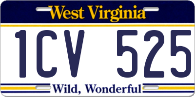 WV license plate 1CV525