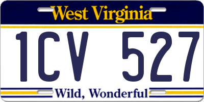 WV license plate 1CV527