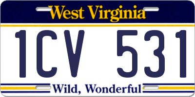 WV license plate 1CV531