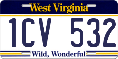 WV license plate 1CV532