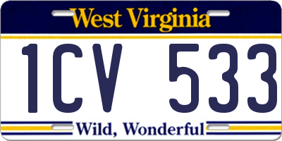 WV license plate 1CV533